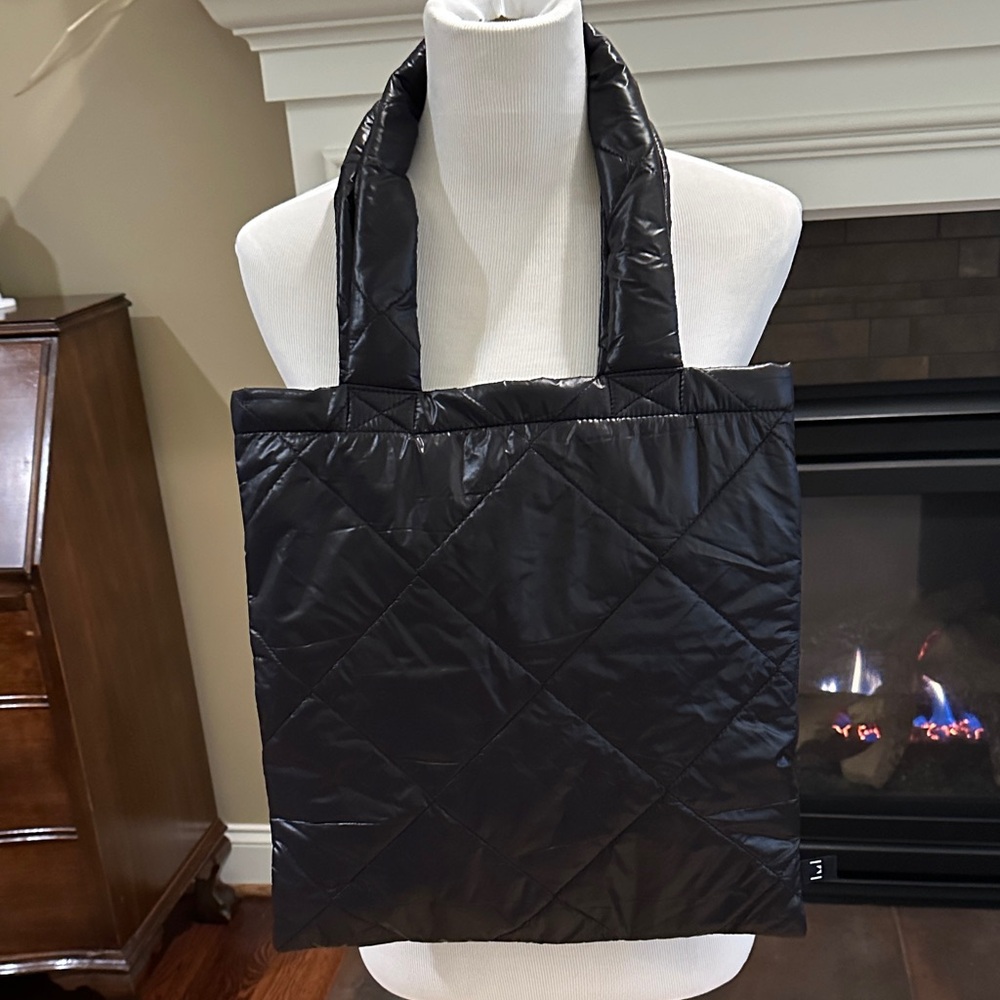 Black Quilted Tote Bag